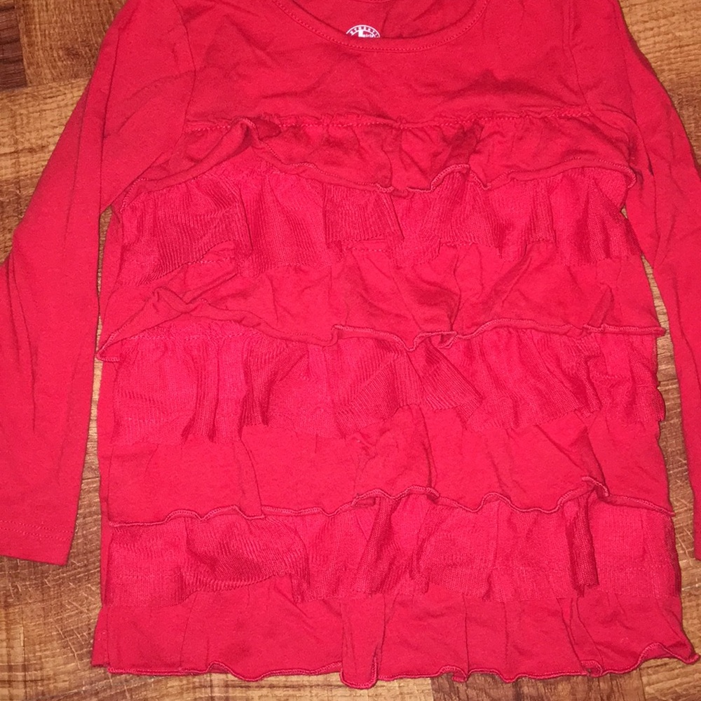Red Ruffle Front Long Sleeve Top - Picture 2 of 2